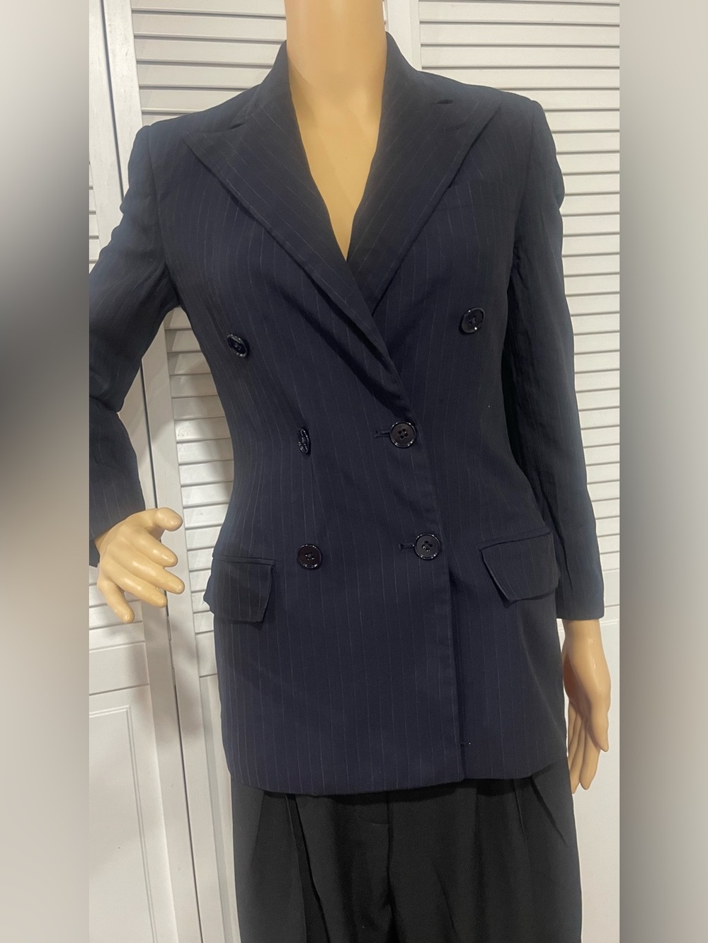 Ralph Lauren Navy Pinstripe Double-Breasted Blazer